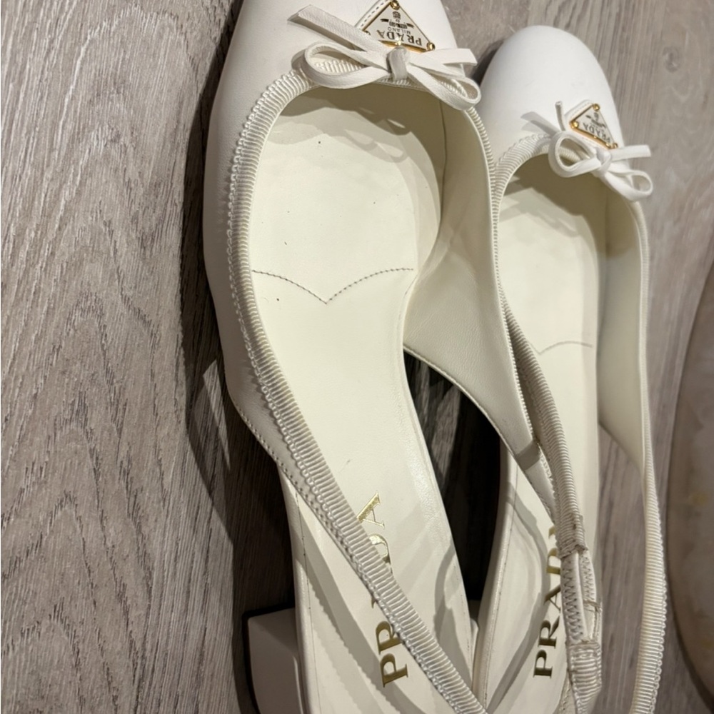Prada Women's Cream Ballet Flats